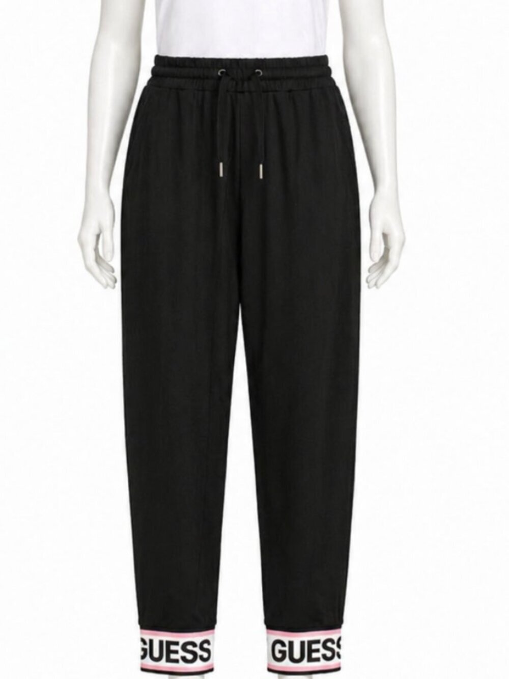 Guess Women's Jogger Sweatpants Black W/ Pink Logo On Cuffs Size Small